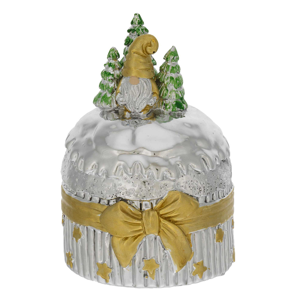 Bagutta Mini Panettone Decorativo con Gnomo Oro e Fiocco Oro 6x8 cm