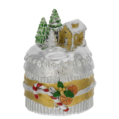 Bagutta Mini Panettone Decorativo con Casetta Oro e Bastoncini Dolci 6x8 cm