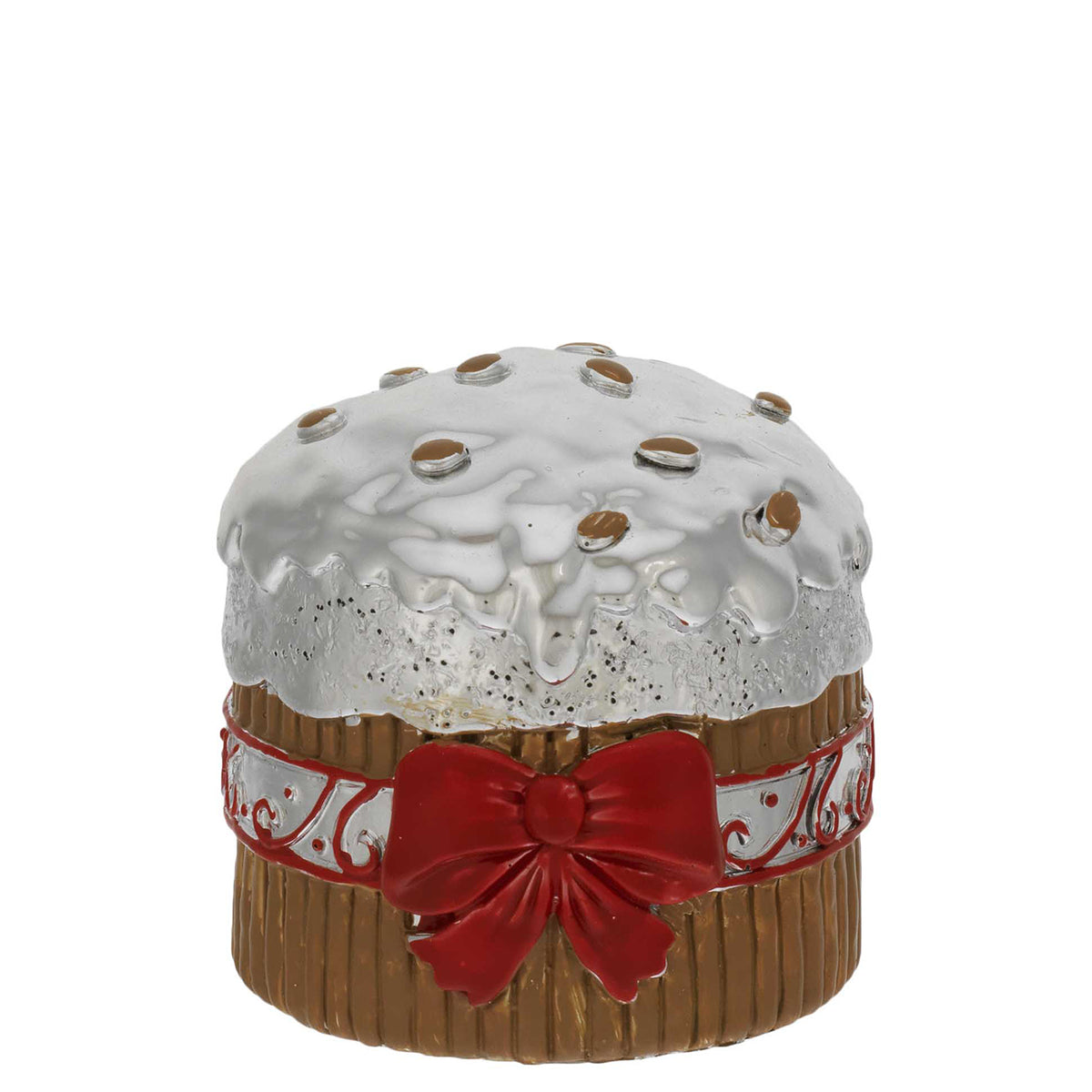 Bagutta Mini Panettone Decorativo Marrone con Fiocco Rosso 6x6 cm