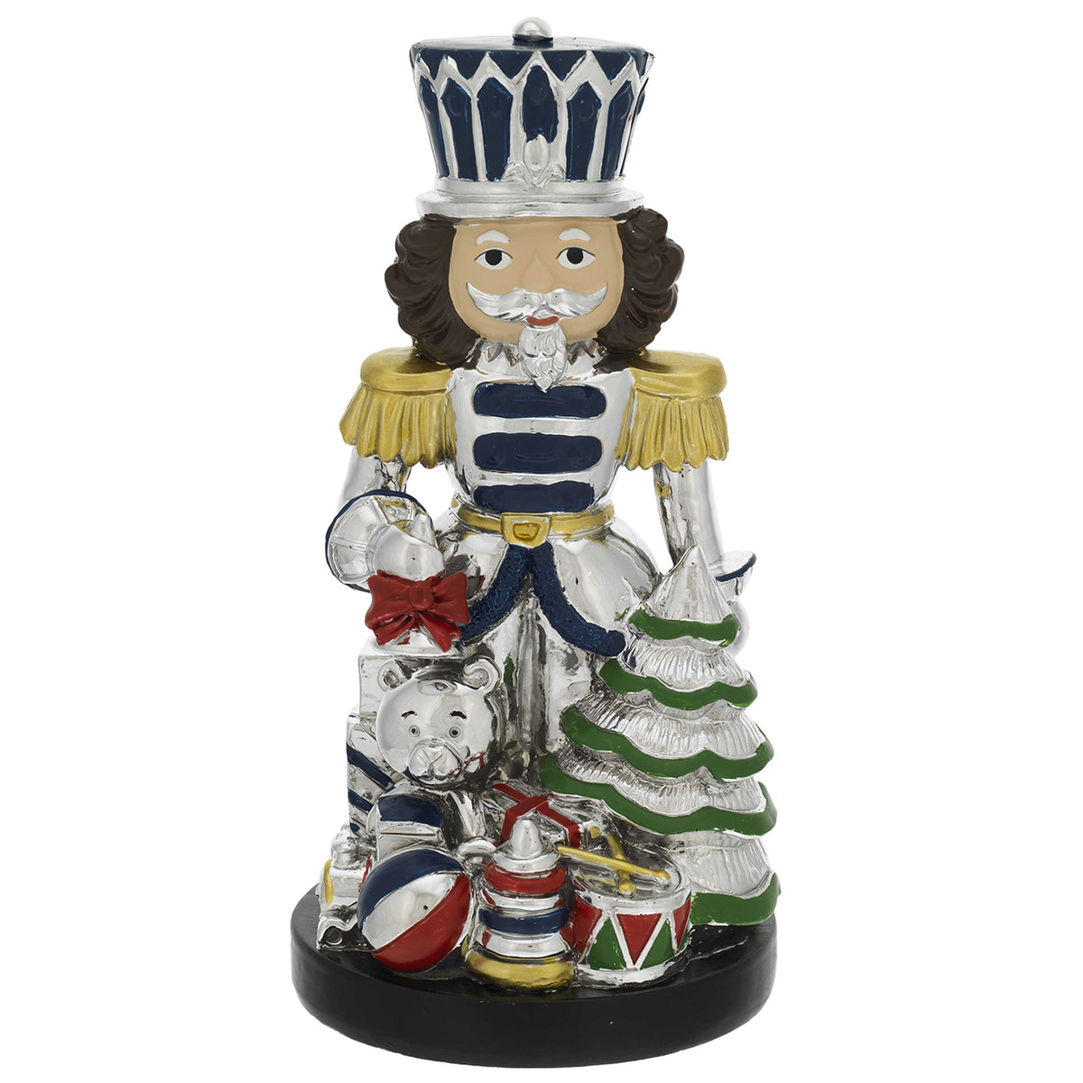 Bagutta Soldatino Schiaccianoci Musicale con Albero di Natale Blu 18 cm
