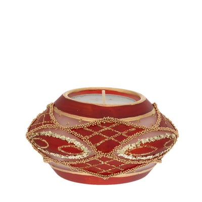 Bagutta Portacandela Natalizio Ellittico Rosso con Tealight Inclusa 8,5x5 cm