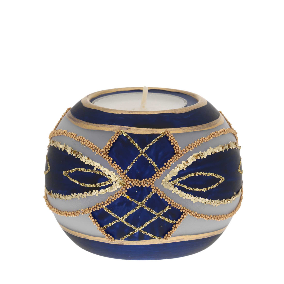 Bagutta Portacandela Natalizio Sferico Blu con Tealight Inclusa 8 cm