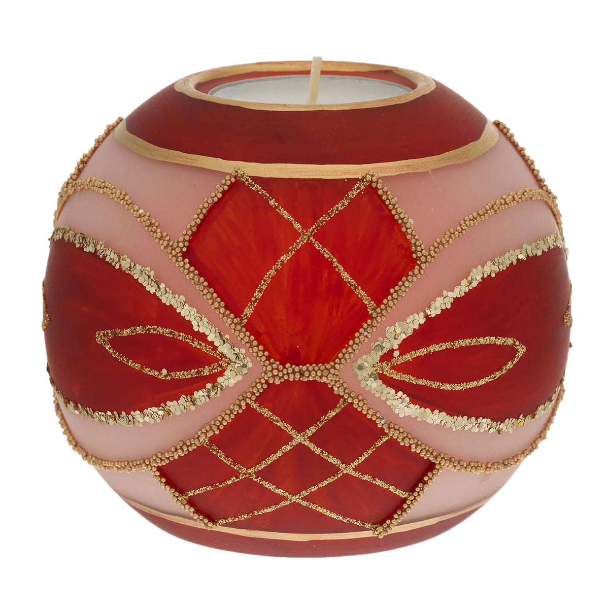 Bagutta Portacandela Natalizio Sferico Rosso con Tealight Inclusa 10 cm