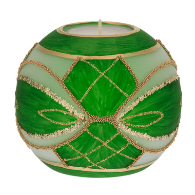 Bagutta Portacandela Natalizio Sferico Verde con Tealight Inclusa 10 cm