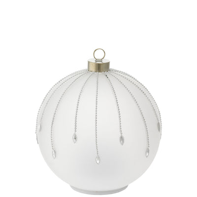 Bagutta Sfera Natalizia Girevole LED Bianca con Pendenti Argento Ø 15 cm