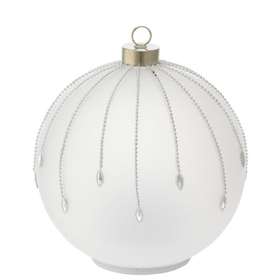 Bagutta Sfera Natalizia Girevole LED Bianca con Pendenti Argento Ø 18 cm