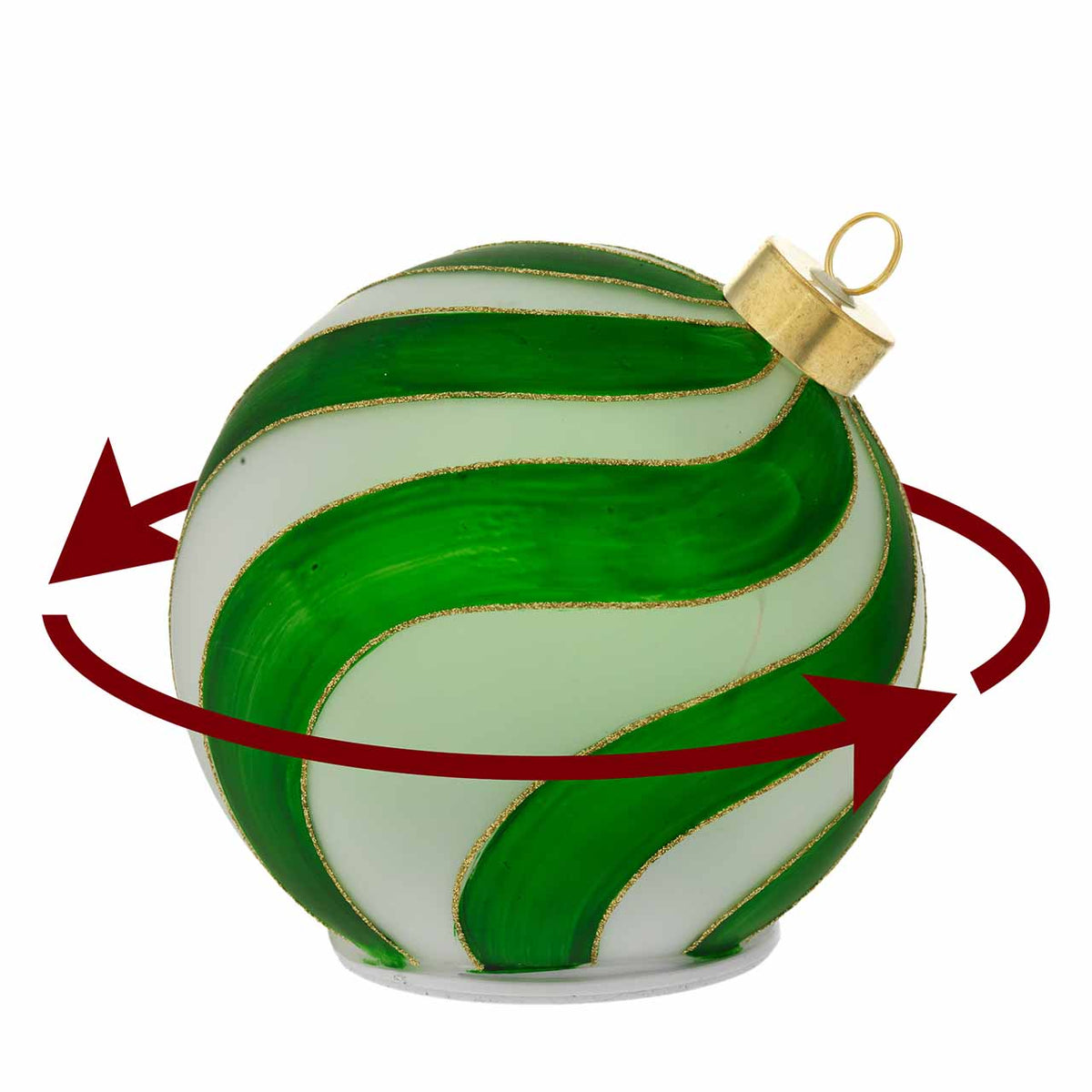 Bagutta Sfera Natalizia Girevole LED Verde e Bianca a Onde Ø 15 cm