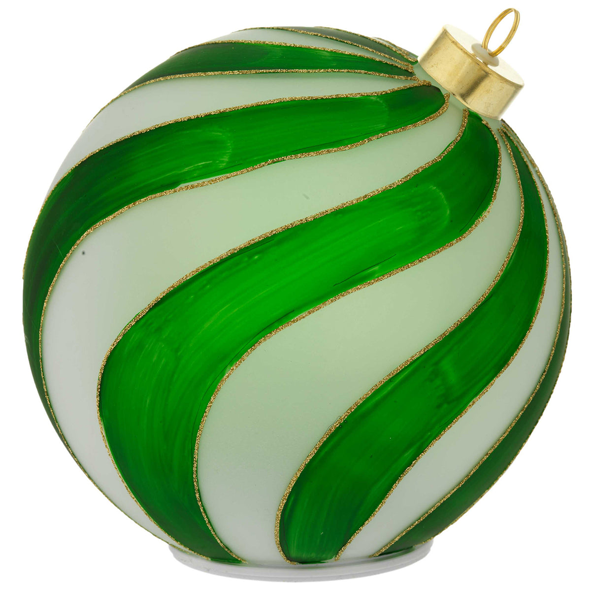Bagutta Sfera Natalizia Girevole LED Verde e Bianca a Onde Ø 18 cm