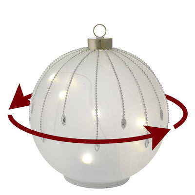 Bagutta Sfera Natalizia Girevole LED Bianca con Stelle e Specchi Ø 18 cm