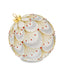 Bagutta Sfera Natalizia Girevole LED Bianca con Foglie Oro e Gemme Rosse Ø 18 cm