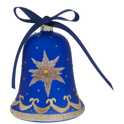 Bagutta Campanella Natalizia LED Blu con Stella di Natale Argento 12 cm