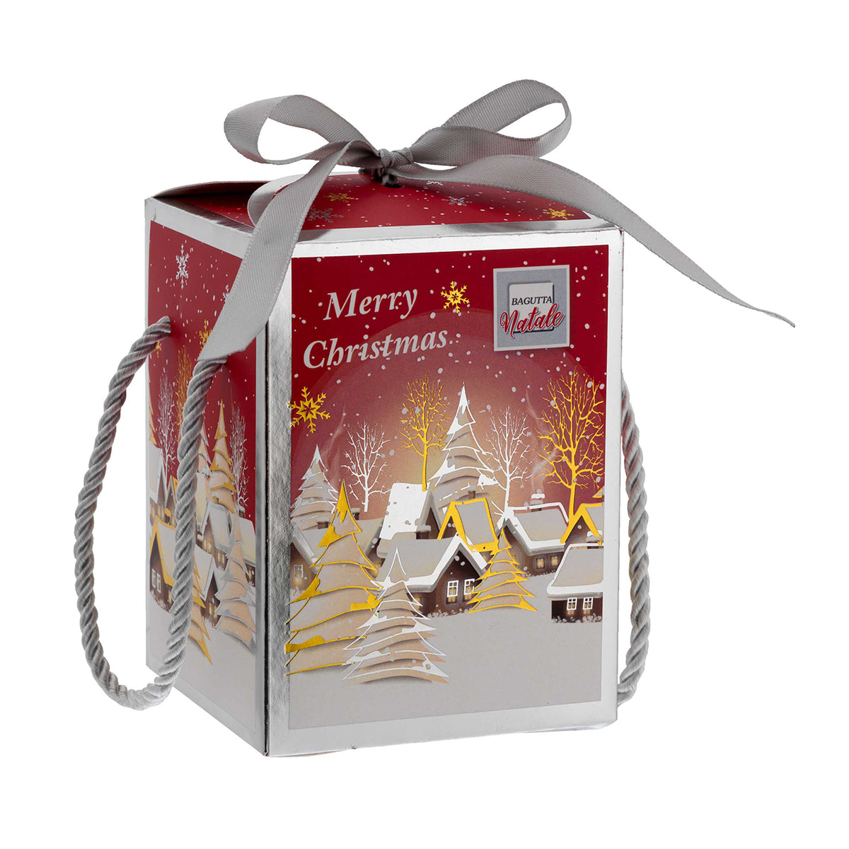 Bagutta Sfera in Cristallo LED con Babbo Natale Base Rossa Diametro 6 cm