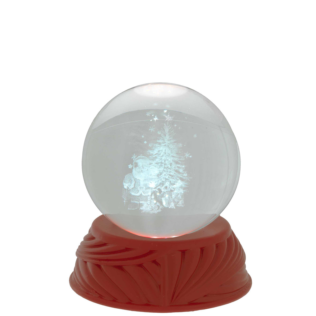 Bagutta Sfera in Cristallo LED con Albero di Natale Base Rossa Diametro 6 cm
