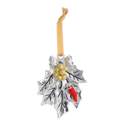 Bagutta Agrifoglio Portafortuna con Cornino Dettagli Oro 6x8 cm