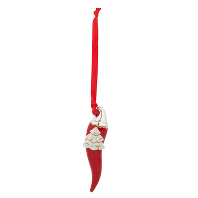 Bagutta Cornino Natalizio Portafortuna da Appendere con Albero Rosso 10 cm