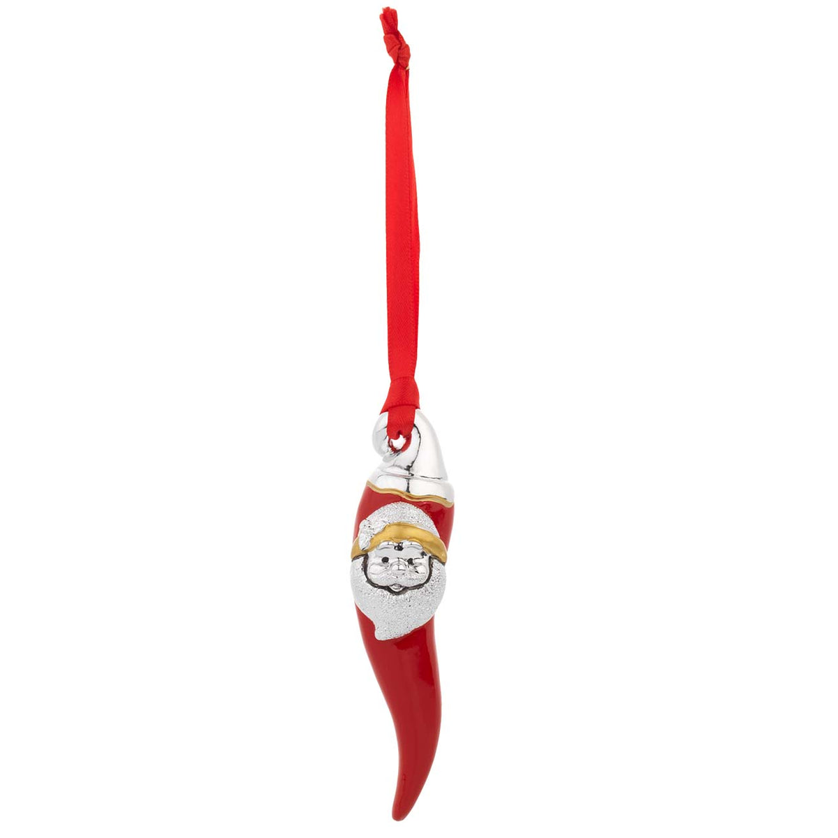 Bagutta Cornino Natalizio Portafortuna da Appendere con Babbo Natale Rosso 10 cm