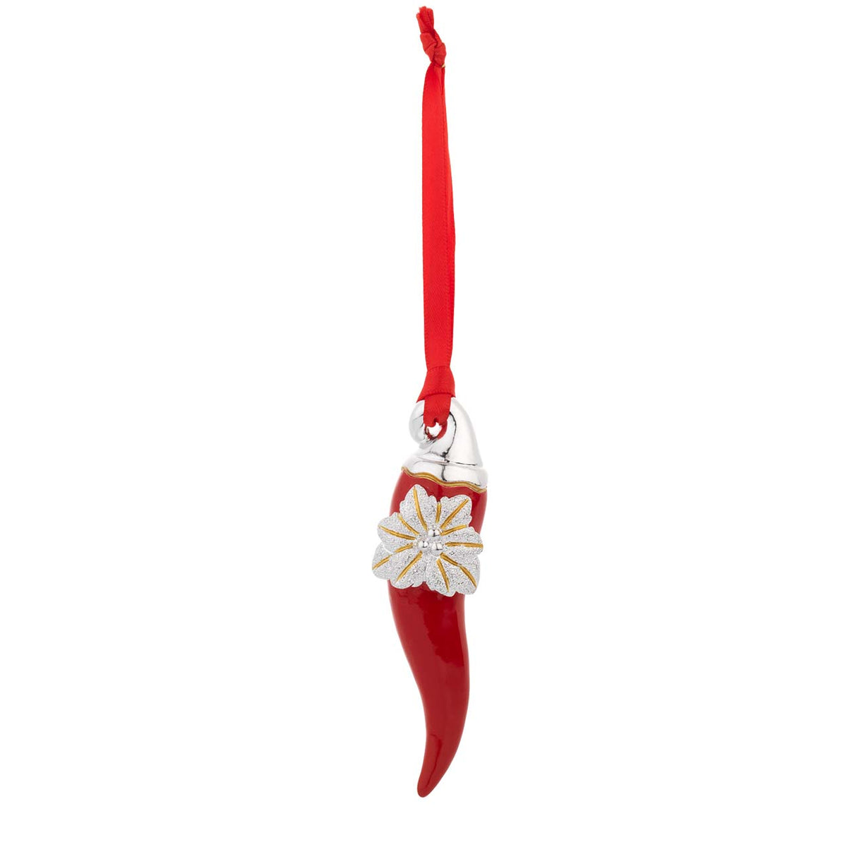 Bagutta Cornino Natalizio Portafortuna da Appendere con Stella Rossa 10 cm