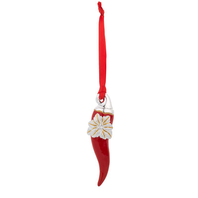 Bagutta Cornino Natalizio Portafortuna da Appendere con Stella Rossa 10 cm