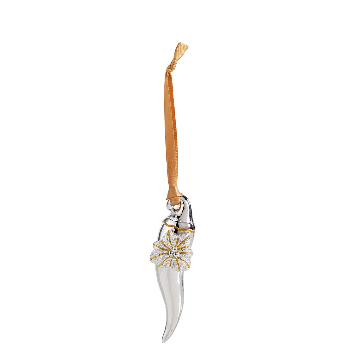 Bagutta Cornino Natalizio Portafortuna da Appendere con Stella Oro 10 cm