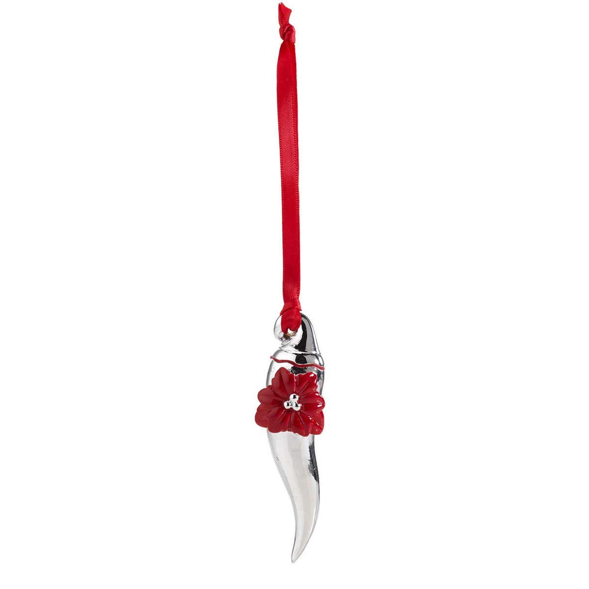 Bagutta Cornino Natalizio Portafortuna da Appendere con Stella Smaltata 10 cm