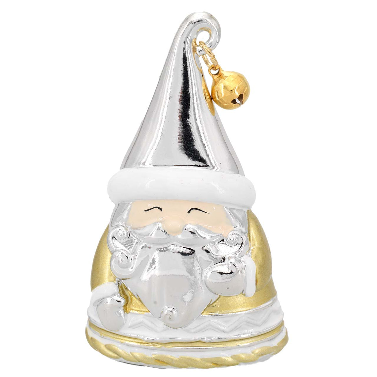 Bagutta Mini Babbo Natale Silver Plated Bianco e Oro con Campanellino 6 cm