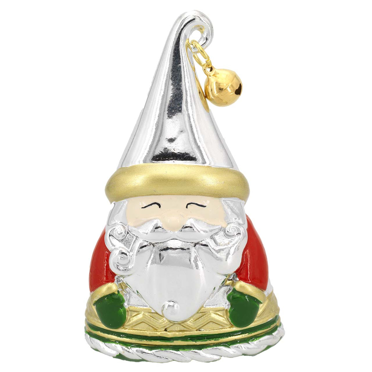 Bagutta Mini Babbo Natale Silver Plated Rosso e Verde con Campanellino 6 cm
