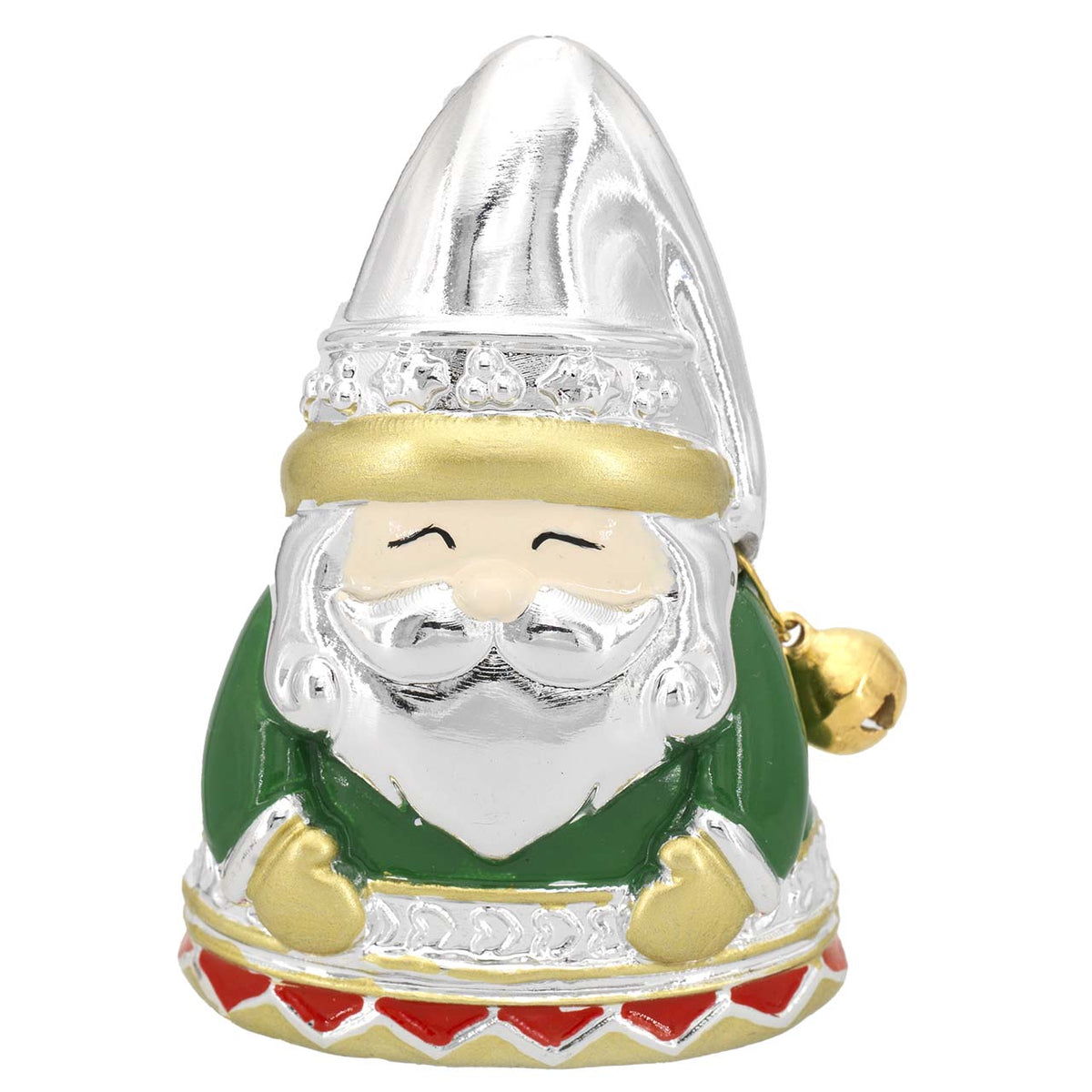 Bagutta Mini Babbo Natale Silver Plated Verde e Oro con Campanellino 6 cm