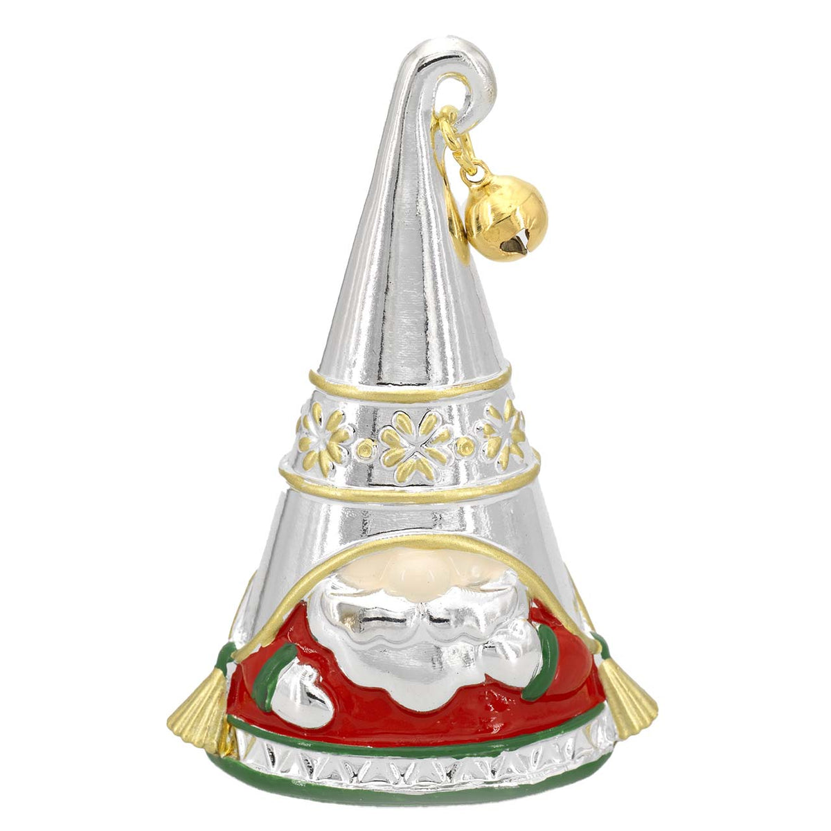Bagutta Mini Babbo Natale Conico Silver Plated Rosso e Verde con Campanellino 6 cm