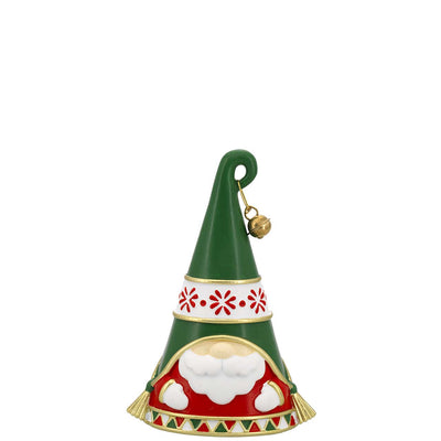 Bagutta Decorazione Babbo Natale Conico Verde e Rosso con Campanellino 13 cm