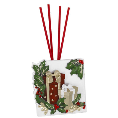 Bagutta Profumatore per Ambienti Natalizio Pacchi Regalo con Agrifoglio 8,5x8x5 cm Fragranza Limone