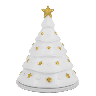 Bagutta Albero di Natale a Cupola Bianco con Stelle Oro e Presepe 10x13 cm