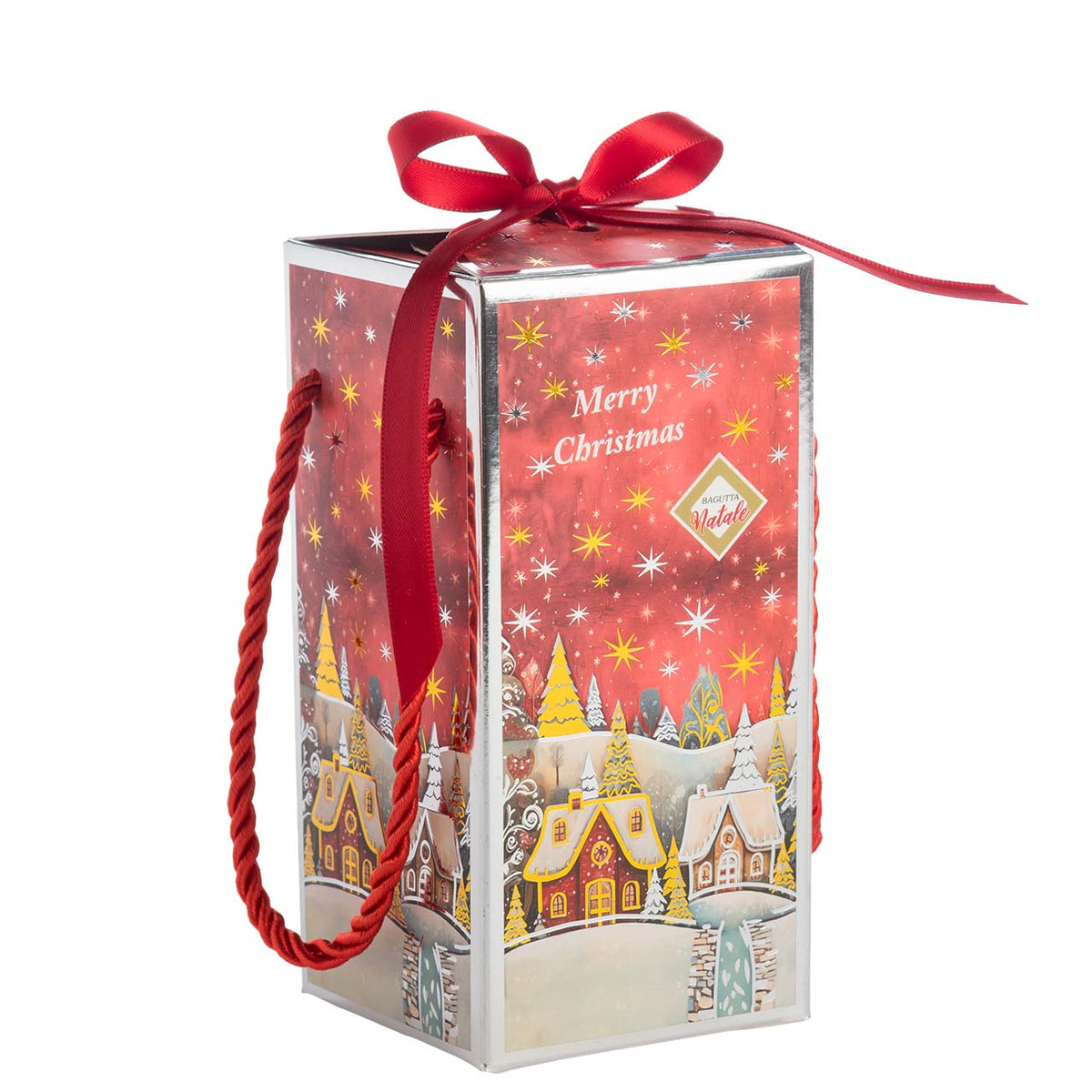 Bagutta Portacandela Cilindrico Natalizio Bianco con Palline Rosse e Verdi 6,5x14 cm Tealight Inclusa
