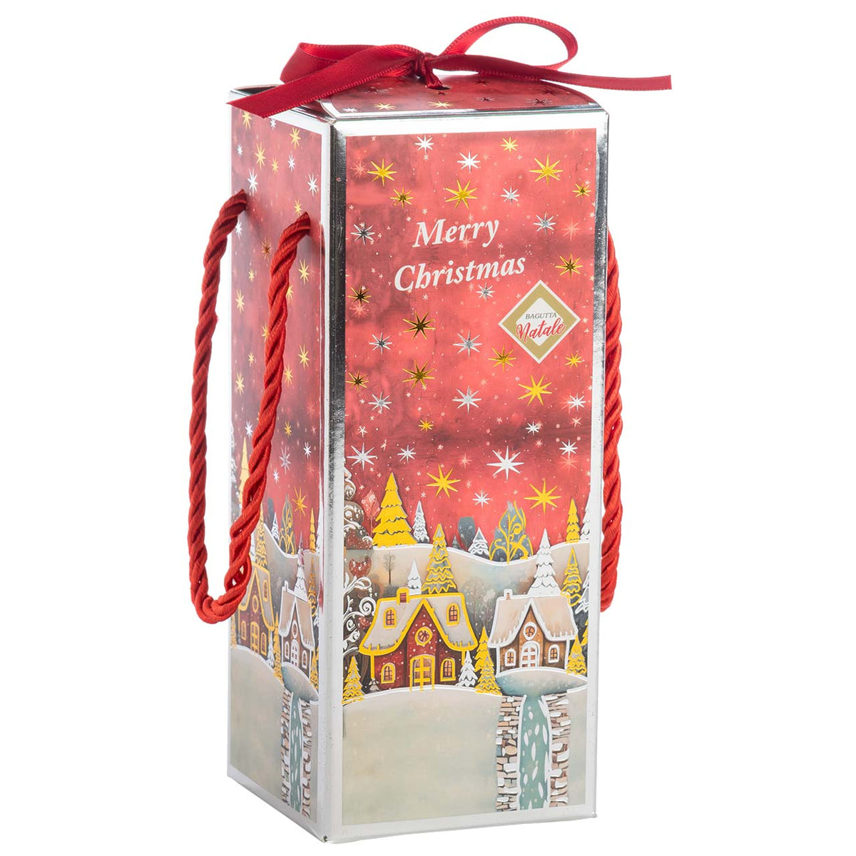 Bagutta Portacandela Cilindrico Natalizio Bianco con Palline Rosse e Verdi 6,5x17 cm Tealight Inclusa