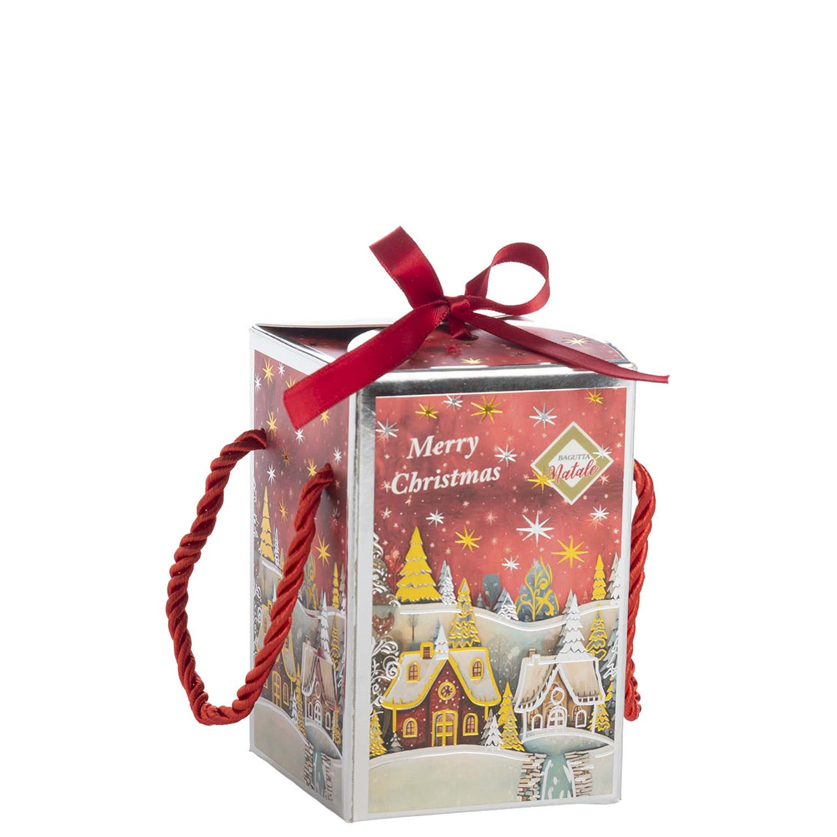 Bagutta Portacandela Cilindrico Natalizio Argento con Palline Oro 6,5x10 cm Tealight Inclusa