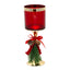 Bagutta Candeliere Natalizio in Vetro Rosso con Base Oro e Pigne 28 cm