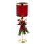 Bagutta Candeliere Natalizio in Vetro Rosso con Base Oro e Pigne 33 cm