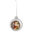Bagutta Sfera Natalizia in Ceramica LED Argento con Babbo Natale e Regali Ø 11 cm