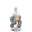 Bagutta Albero di Natale 17 cm in Vetro Trasparente a Spirale con Palline Multicolore