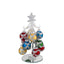 Bagutta Albero di Natale 17 cm in Vetro Trasparente a Fasce Glitter con Palline Multicolore