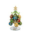 Bagutta Albero di Natale 17 cm in Vetro Verde a Fasce Glitter con Palline Multicolore