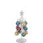 Bagutta Albero di Natale 21 cm in Vetro Trasparente a Fasce Glitter con Palline Multicolore