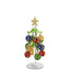 Bagutta Albero di Natale 21 cm in Vetro Verde a Fasce Glitter con Palline Multicolore