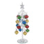 Bagutta Albero di Natale 26 cm in Vetro Trasparente a Righe con Palline Multicolore