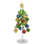 Bagutta Albero di Natale 26 cm in Vetro Verde a Righe con Palline Multicolore