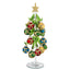 Bagutta Albero di Natale 26 cm in Vetro Verde a Fasce Glitter con Palline Multicolore