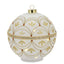 Bagutta Sfera Natalizia Girevole LED 20x22 cm Avorio e Oro con Scaglie e Gemme Rosse