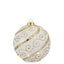 Bagutta Sfera Natalizia Girevole LED 15x16 cm Avorio e Oro con Riccioli e Fasce Specchiate