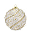 Bagutta Sfera Natalizia Girevole LED 18x19 cm Avorio e Oro con Riccioli e Fasce Specchiate