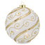 Bagutta Sfera Natalizia Girevole LED 20x22 cm Avorio e Oro con Riccioli e Fasce Specchiate