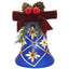Bagutta Campanella Natalizia LED Blu con Stella di Natale e Reticolo Dorato 8 cm